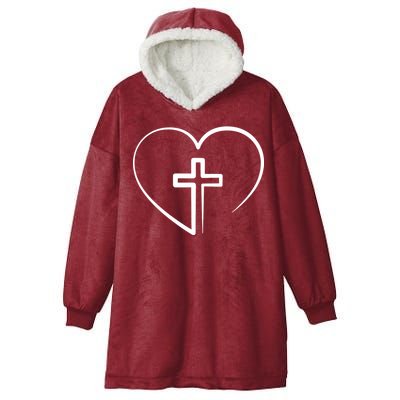 Jesus Christ Cross Heart Hooded Wearable Blanket