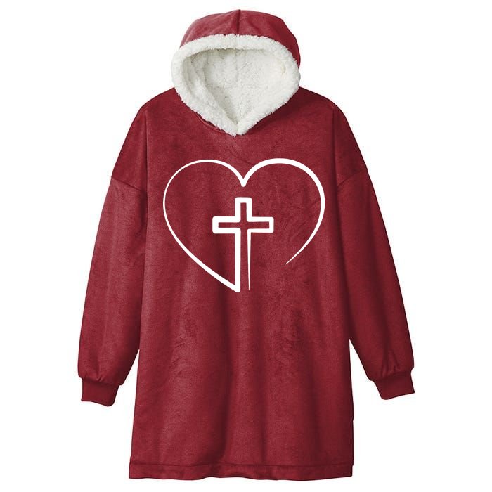 Jesus Christ Cross Heart Hooded Wearable Blanket