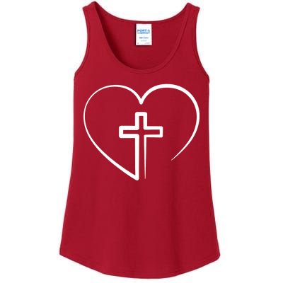 Jesus Christ Cross Heart Ladies Essential Tank