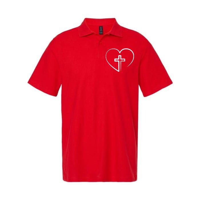 Jesus Christ Cross Heart Softstyle Adult Sport Polo