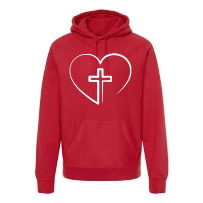 Jesus Christ Cross Heart Premium Hoodie