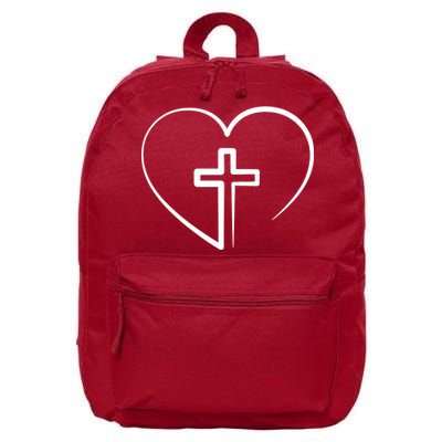 Jesus Christ Cross Heart 16 in Basic Backpack