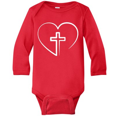 Jesus Christ Cross Heart Baby Long Sleeve Bodysuit