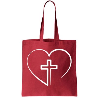 Jesus Christ Cross Heart Tote Bag