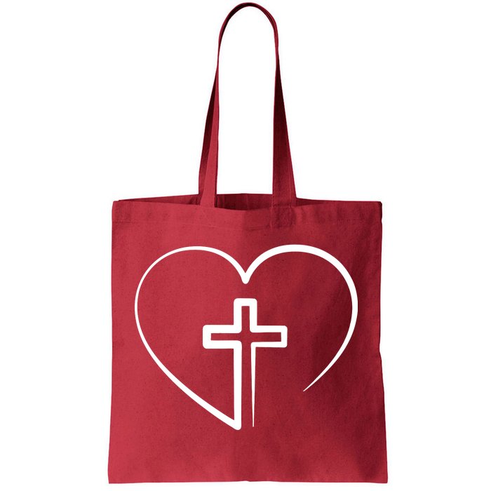 Jesus Christ Cross Heart Tote Bag