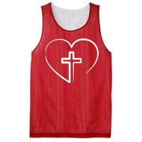 Jesus Christ Cross Heart Mesh Reversible Basketball Jersey Tank