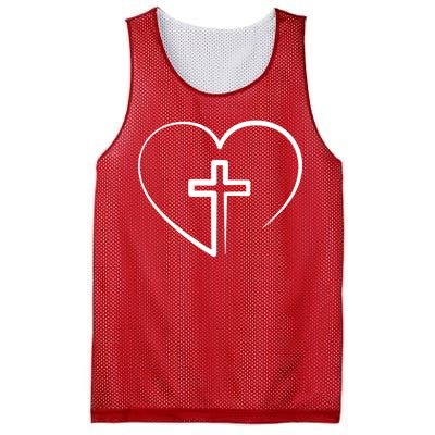 Jesus Christ Cross Heart Mesh Reversible Basketball Jersey Tank