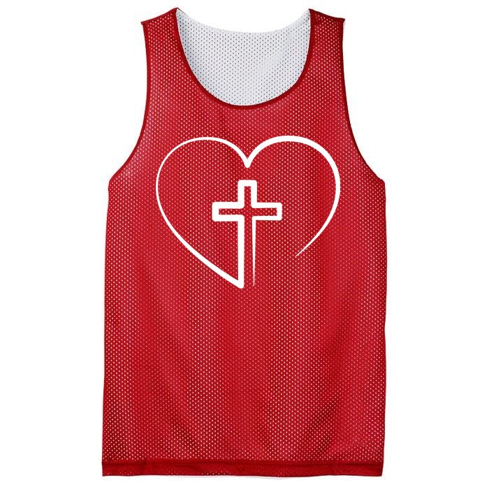 Jesus Christ Cross Heart Mesh Reversible Basketball Jersey Tank