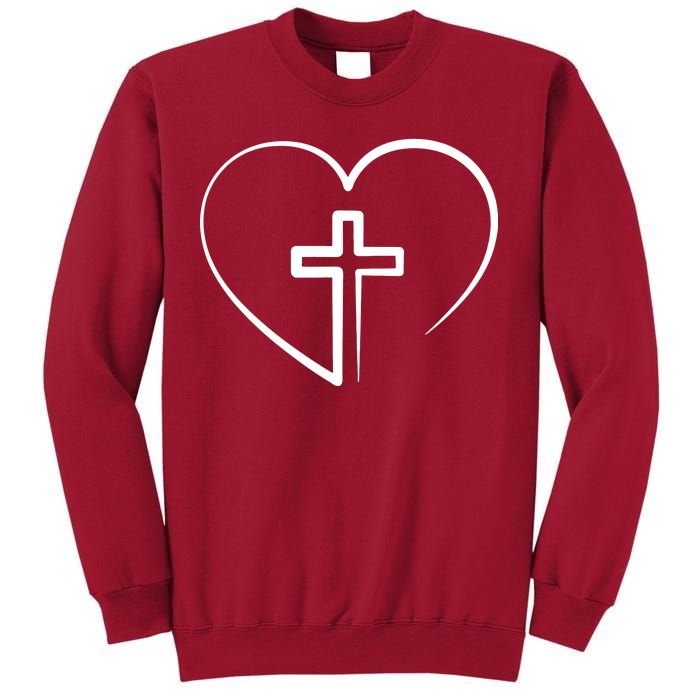 Jesus Christ Cross Heart Tall Sweatshirt