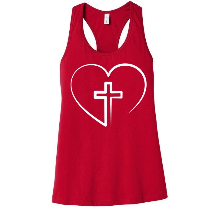 Jesus Christ Cross Heart Women's Racerback Tank