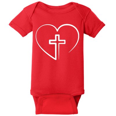 Jesus Christ Cross Heart Baby Bodysuit