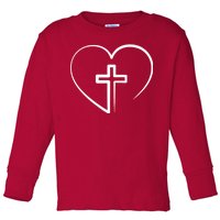 Jesus Christ Cross Heart Toddler Long Sleeve Shirt