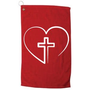 Jesus Christ Cross Heart Platinum Collection Golf Towel