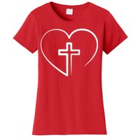 Jesus Christ Cross Heart Women's T-Shirt