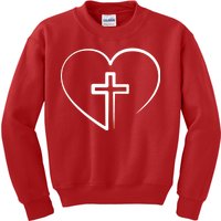 Jesus Christ Cross Heart Kids Sweatshirt