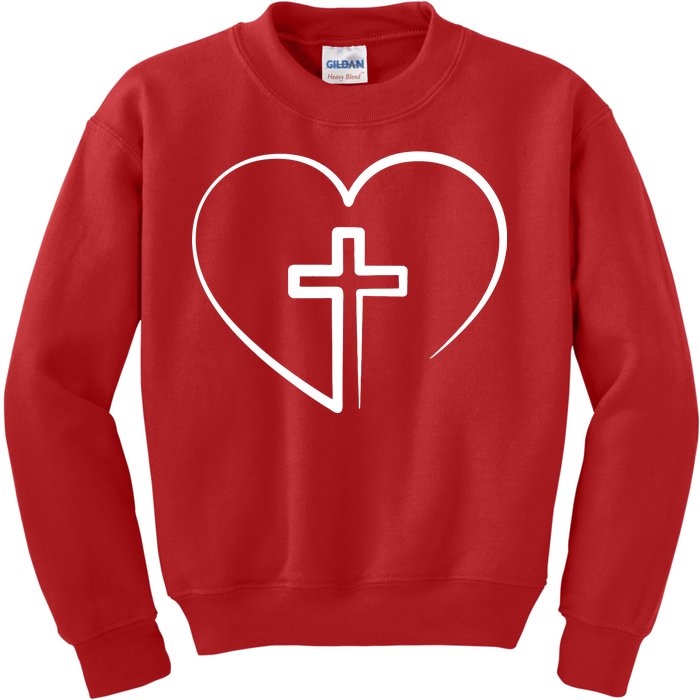 Jesus Christ Cross Heart Kids Sweatshirt