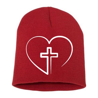 Jesus Christ Cross Heart Short Acrylic Beanie