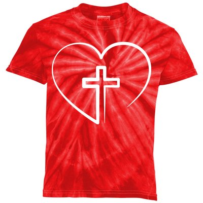 Jesus Christ Cross Heart Kids Tie-Dye T-Shirt