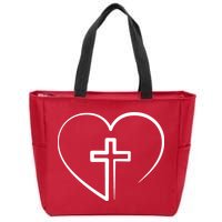 Jesus Christ Cross Heart Zip Tote Bag
