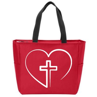 Jesus Christ Cross Heart Zip Tote Bag