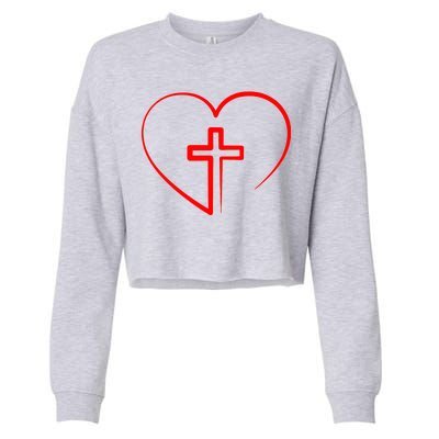 Jesus Christ Cross Heart Cropped Pullover Crew