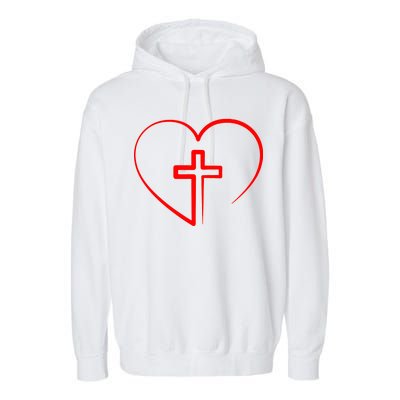 Jesus Christ Cross Heart Garment-Dyed Fleece Hoodie