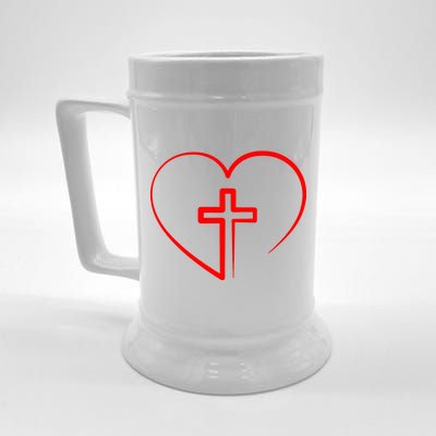 Jesus Christ Cross Heart Beer Stein