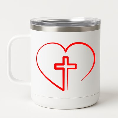 Jesus Christ Cross Heart 12 oz Stainless Steel Tumbler Cup