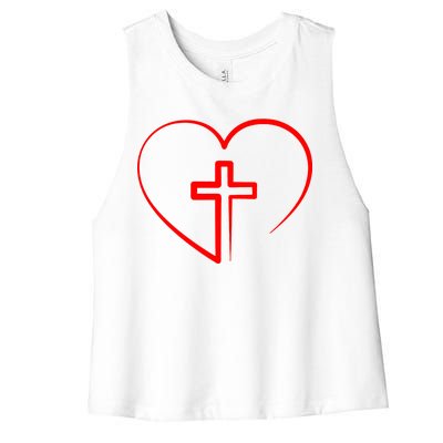 Jesus Christ Cross Heart Women's Racerback Cropped Tank