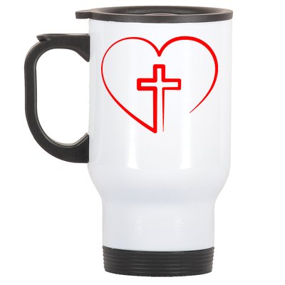 Jesus Christ Cross Heart Stainless Steel Travel Mug