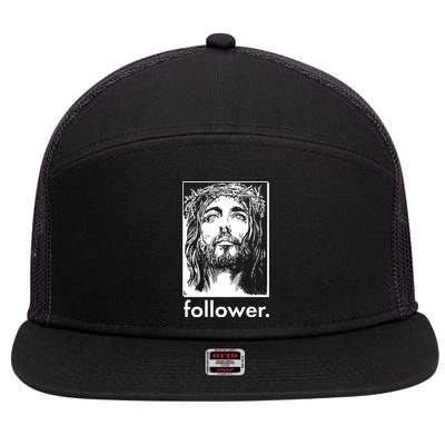 Jesus Christ Portrait Follower 7 Panel Mesh Trucker Snapback Hat