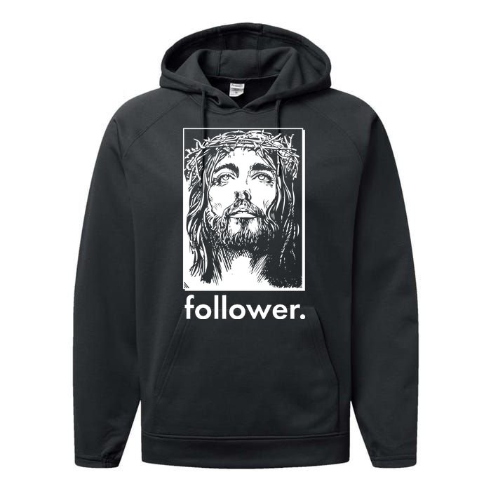 Jesus Christ Portrait Follower Performance Fleece Hoodie