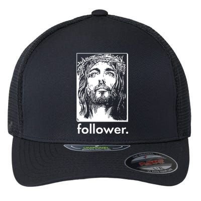 Jesus Christ Portrait Follower Flexfit Unipanel Trucker Cap