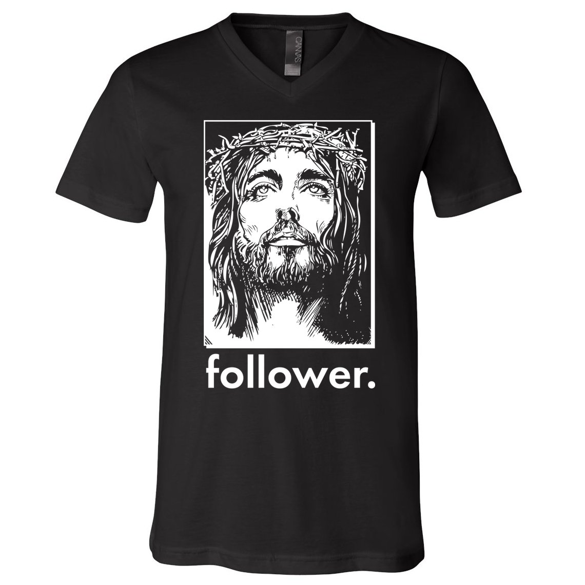 Jesus Christ Portrait Follower V-Neck T-Shirt