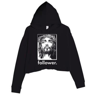 Jesus Christ Portrait Follower Crop Fleece Hoodie