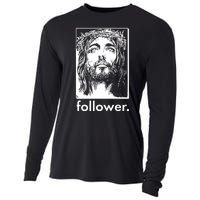 Jesus Christ Portrait Follower Cooling Performance Long Sleeve Crew