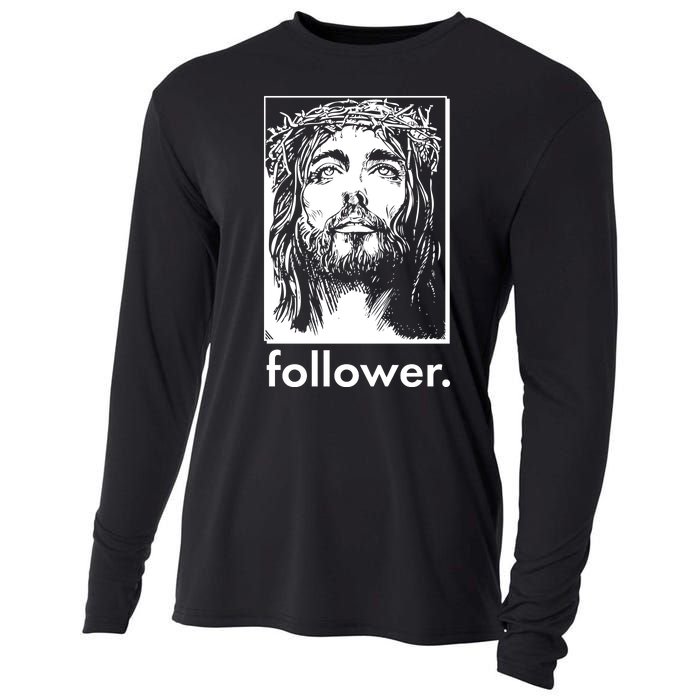 Jesus Christ Portrait Follower Cooling Performance Long Sleeve Crew