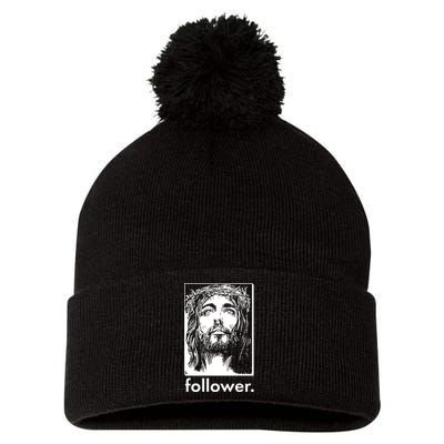 Jesus Christ Portrait Follower Pom Pom 12in Knit Beanie