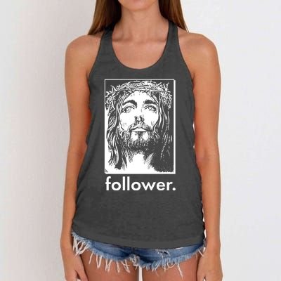 Jesus Christ Portrait Follower Women's Knotted Racerback Tank