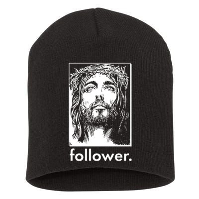 Jesus Christ Portrait Follower Short Acrylic Beanie