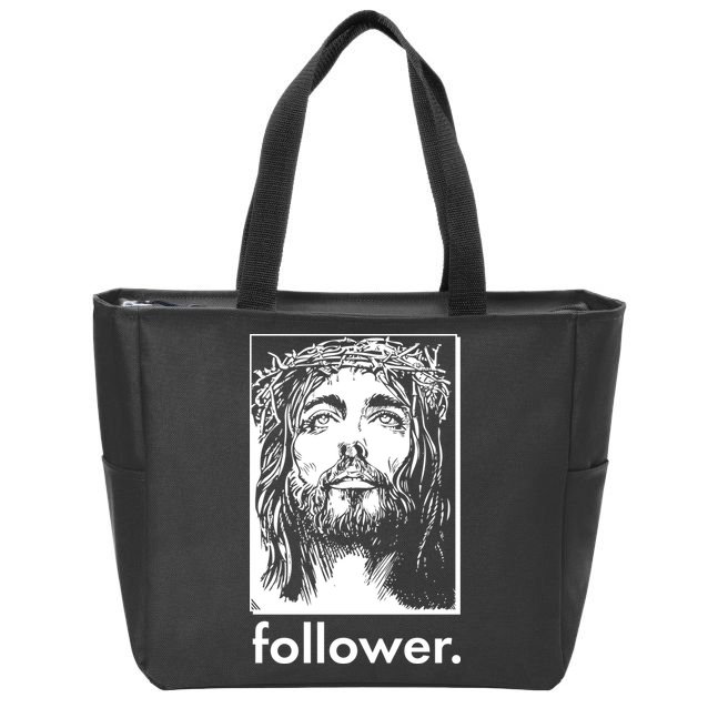 Jesus Christ Portrait Follower Zip Tote Bag