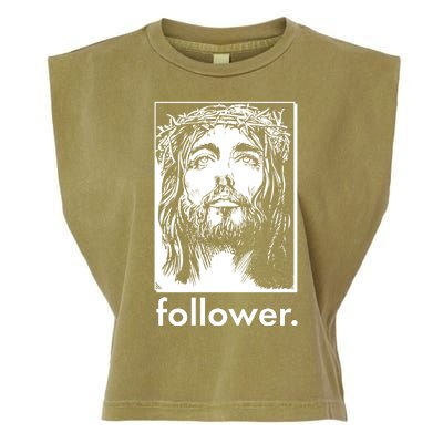 Jesus Christ Portrait Follower Garment-Dyed Women's Muscle Tee