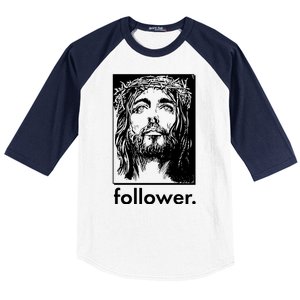 Jesus Christ Portrait Follower Baseball Sleeve Shirt