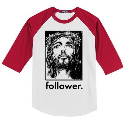 Jesus Christ Portrait Follower Kids Colorblock Raglan Jersey