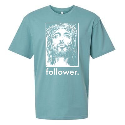 Jesus Christ Portrait Follower Sueded Cloud Jersey T-Shirt