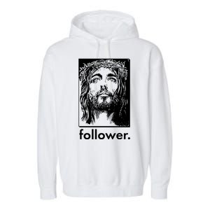 Jesus Christ Portrait Follower Garment-Dyed Fleece Hoodie