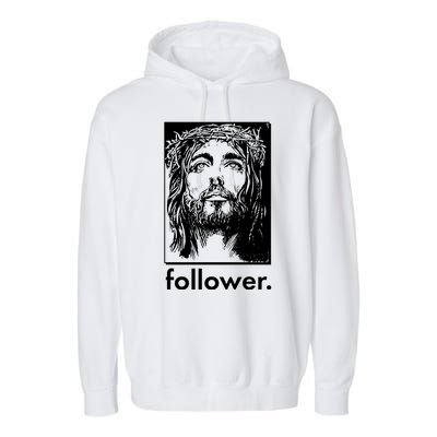 Jesus Christ Portrait Follower Garment-Dyed Fleece Hoodie