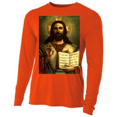 Jesus Christ Religious Photo Cooling Performance Long Sleeve Crew