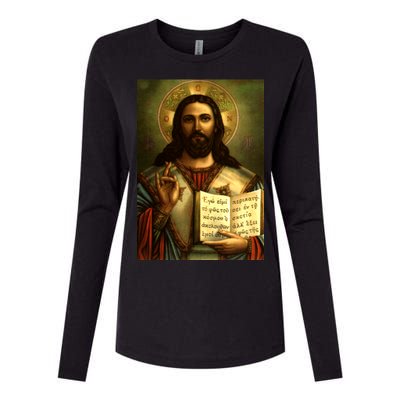 Jesus Christ Religious Photo Womens Cotton Relaxed Long Sleeve T-Shirt