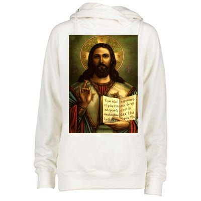 Jesus Christ Religious Photo Womens Funnel Neck Pullover Hood